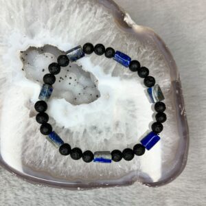 Bransoletka męska „Lapis lazuli, Lawa”